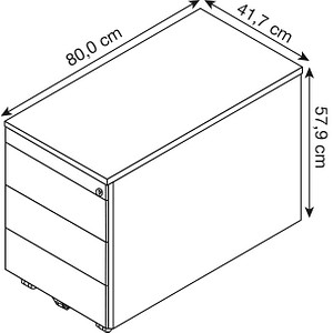 4250633326039 - mauser Schubladencontainer mit Rollen HxT 523 x 800 mm HPL-Vollkernplatte 3 Schubladen reinweiß weißaluminium weiß 4250633326039 - mauser Schubladencontainer mit Rollen HxT 523 x 800 mm HPL-Vollkernplatte 3 Schubladen reinweiß weißaluminium weiß