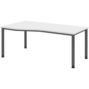 4032062310694 - HAMMERBACHER HS18 höhenverstellbarer Schreibtisch weiß Trapezform 4-Fuß-Gestell grau 1800 x 800 1000 cm 4032062310694 - HAMMERBACHER HS18 höhenverstellbarer Schreibtisch weiß Trapezform 4-Fuß-Gestell grau 1800 x 800 1000 cm