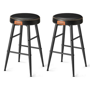 0194343187204 - VASAGLE ECHO Kollektion Barhocker 2er Set Barstuhl Küchenstuhl Kunstleder 63 cm hoch für Küche Esszimmer einfacher Aufbau basisschwarz