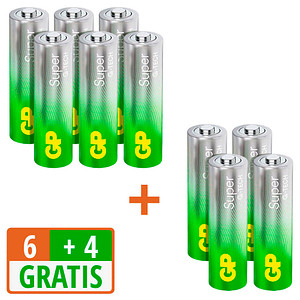 6 + 4 GRATIS: 6 GP Batterien SUPER Micro AAA 1,5 V + GRATIS 4 St.