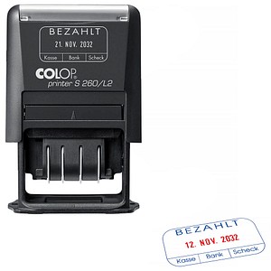 9004362556183 - Datumstempel mit Text Bezahlt Printer S 260 L2 N selbstfärbend blau rot ohne Logo 1 St
