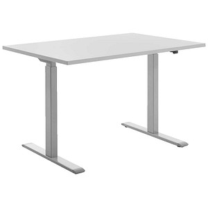 Topstar E-Table elektrisch höhenverstellbarer Schreibtisch lichtgrau rechteckig, T-Fuß-Gestell grau 120,0 x 80,0 cm
