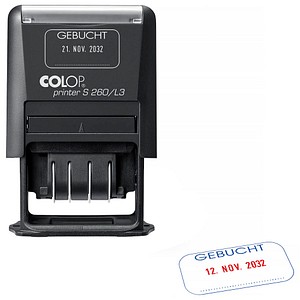9004362556190 - Datumstempel mit Text Gebucht Printer S 260 L3 N selbstfärbend blau rot ohne Logo 1 St 9004362556190 - Datumstempel mit Text Gebucht Printer S 260 L3 N selbstfärbend blau rot ohne Logo 1 St