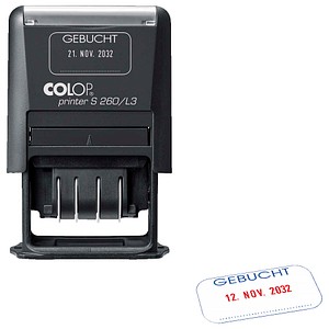 Colop Datumstempel mit Text Gebucht Printer S 260L3 N selbstfärbend blau, rot ohne Logo 9004362556190 Colop