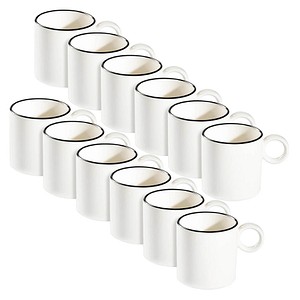 8680502090956 - 12 Kaffeetassen Modest Black Ring weiß 008 l 8680502090956 12 Stück
