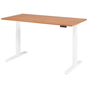 4032062190890 - HAMMERBACHER XMKA16 elektrisch höhenverstellbarer Schreibtisch nussbaum rechteckig C-Fuß-Gestell weiß 1600 x 800 cm