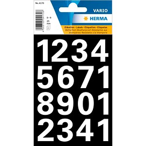 4008705710510 - Zahlen Klebenummern 25mm 0-9 wetterfest Folie weiss Klebenummern 4008705710510 10 Beutel