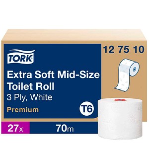 TORK Toilettenpapier Extra Soft Midi T6 Premium 3-lagig, 27 Rollen