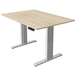Kerkmann Move 3 tube elektrisch höhenverstellbarer Schreibtisch ahorn rechteckig, T-Fuß-Gestell silber 120,0 x 80,0 cm