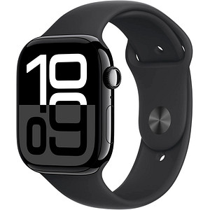 0195949564031 - Smartwatch APPLE Watch Series 10 Aluminium Smartwatches Gr 46 mm Cellular S M Sport Band schwarz (schwarz schwarz)