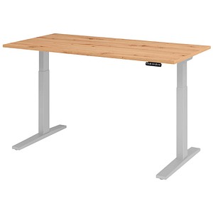 4032062188866 - HAMMERBACHER XMKA16 elektrisch höhenverstellbarer Schreibtisch asteiche rechteckig C-Fuß-Gestell silber 1600 x 800 cm