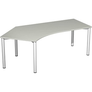 4038933409467 - 4 Fuß Flex Schreibtisch 135° links feste Höhe 2166x1130x720 Lichtgrau Silber