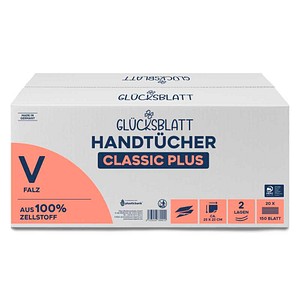 GLÜCKSBLATT Papierhandtücher 4802100 CLASSIC PLUS Zick-Zack-Falzung 2-lagig 3.000 Tücher
