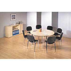 HAMMERBACHER Konferenztisch ahorn rund, Rundrohr chrom, 160,0 x 160,0 x 72,0 - 74,0 cm