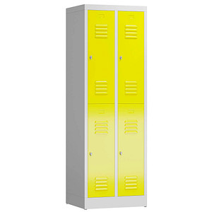 4061815856479 - Spind ClassiX lichtgrau zinkgelb X-520226 4 Schließfächer 590 x 500 x 1800 cm  4061815856479 LÜLLMANN