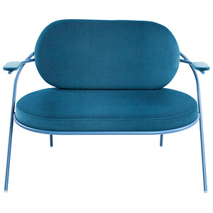3660141960754 - Zweisitzer Sofa Meet by Paperflow Saturne mit Armlehnen B 1180 x T 730 x H 880 mm Stahlrohr Kunstleder Blau Blau