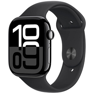 Apple Watch Series 10 46 mm Aluminium (GPS) Sportarmband S/M  schwarz, diamantschwarz