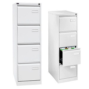 BISLEY LIGHT Hängeregistraturschrank verkehrsweiß 4 Schubladen 41,3 x 62,2 x 132,1 cm, 1 St.