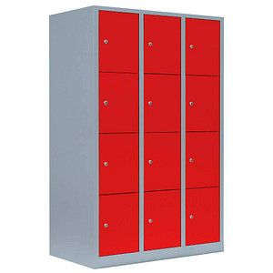 4061815519657 - Schließfachschrank feuerrot lichtgrau 523434 12 Schließfächer 1185 x 500 x 1800 cm 4061815519657 LÜLLMANN