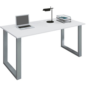 4051814440823 - my office Lona Schreibtisch weiß rechteckig U-Fuß-Gestell silber 1600 x 800 cm