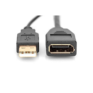 4016032481102 - DisplayPort   HDMI   USB Anschlusskabel DisplayPort Buchse HDMI-A Stecker USB-A Stecker 02 m Schwarz AK-330101-002-S vergoldete Steckkontakte