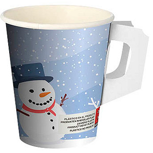 4002911464069 - Trinkbecher Snowman mit Griff 200 ml doppelwandig Pappe Ø 8 x H 93 cm 50 Stück