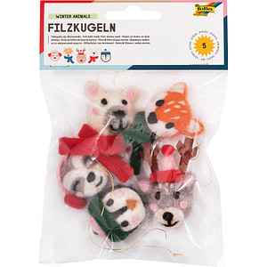 4001868124071 - Deko-Anhänger Filzkugeln Wintertiere mehrfarbig 4001868124071 folia