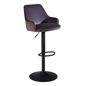 4251757715990 - Barhocker Samt Grau Hocker Küchenhocker Bistrohocker Drehbar Barstuhl