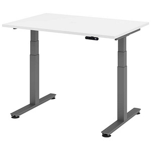 4032062306734 - HAMMERBACHER XDSM12 elektrisch höhenverstellbarer Schreibtisch weiß rechteckig T-Fuß-Gestell grau 1200 x 800 cm 4032062306734 - HAMMERBACHER XDSM12 elektrisch höhenverstellbarer Schreibtisch weiß rechteckig T-Fuß-Gestell grau 1200 x 800 cm
