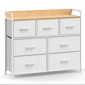 0194343045740 - Songmics - Kommode 7 Stoffschubladen Metallgestell Industrie-Design - weiß