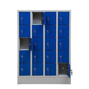 Gürkan Schließfachschrank lichtgrau, enzianblau 111037, 20 Schließfächer 80,0 x 15,0 x 110,0 cm