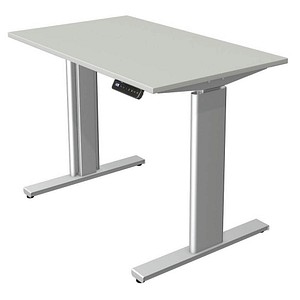 Kerkmann Move 3 tube elektrisch höhenverstellbarer Schreibtisch lichtgrau rechteckig, T-Fuß-Gestell silber 100,0 x 60,0 cm