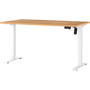 GERMANIA Boras höhenverstellbarer Schreibtisch navarra-eiche rechteckig, T-Fuß-Gestell weiß 140,0 x 80,0 cm