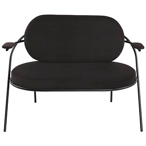 3660141960617 - Zweisitzer Sofa Meet by Paperflow Saturne mit Armlehnen B 1180 x T 730 x H 880 mm Stahlrohr Kunstleder Schwarz Schwarz
