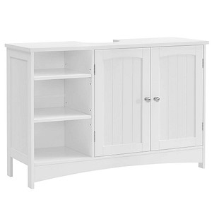 0194343031125 - Songmics - vasagle Waschbeckenunterschrank Unterschrank Badezimmerschrank 30 x 90 x 60 cm 2 Türen offene Fächer höhenverstellbare Ablagen - Weiß