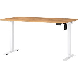 4005949802575 - GERMANIA Boras höhenverstellbarer Schreibtisch grandson-eiche rechteckig T-Fuß-Gestell weiß 1400 x 800 cm