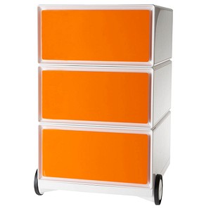 3660141921144 - Rollcontainer EasyBox EBGHX305 Kunststoff orange weiß 3 normale Schubladen 3660141921144 PAPERFLOW