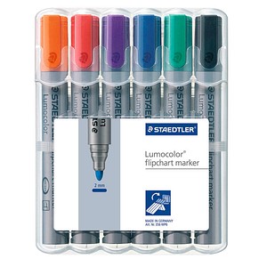 STAEDTLER Lumocolor Flipchart-Marker farbsortiert 2,0 mm, 6 St.