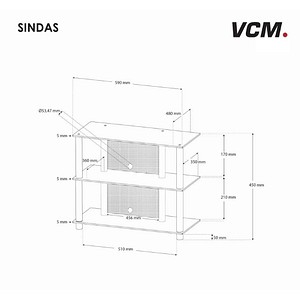 4012246141207 - TV Möbel Lowboard Kabelführung Maße H 45 x B 59 x T 48 cm Fernseh Möbel - Sindas 4012246141207 - TV Möbel Lowboard Kabelführung Maße H 45 x B 59 x T 48 cm Fernseh Möbel - Sindas