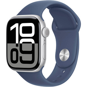 Apple Watch Series 10 42 mm Aluminium (GPS+Cellular) Sportarmband M/L  denim, silber