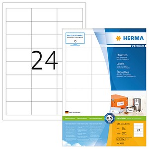 2.400 HERMA Etiketten 4262 weiß 64,6 x 33,8 mm