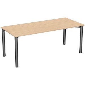 4038933487953 - Flex Schreibtisch buche anthrazit rechteckig 4-Fuß-Gestell grau 1800 x 800 cm