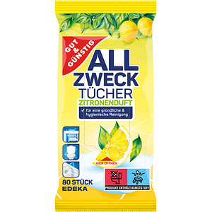 4311501684061 - feuchte Allzweck-Reinigungstücher ZITRONENDUFT 1-lagig weiß 80 Tücher