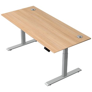 Kerkmann Move 2 Plus elektrisch höhenverstellbarer Schreibtisch eiche hell rechteckig, T-Fuß-Gestell silber 180,0 x 80,0 cm