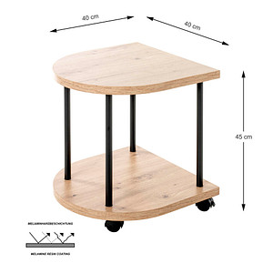 4001070524157 - Beistelltisch quadratisch Stahlrohr pulverbeschichtet Ablagen MDF melaminharzbeschichtet B 400 x T 400 x H 450 mm schwarz Eiche hell
