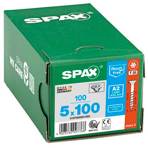 SPAX® Universalschrauben T20 Senkkopf Edelstahl A2 5 mm x 100mm, 100 St.