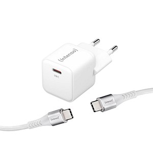 Intenso W30C + C315C USB-C Kabel GaN-Ladeadapter weiß, 30 Watt