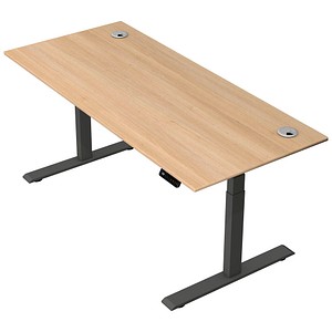 Kerkmann Move 2 Plus elektrisch höhenverstellbarer Schreibtisch eiche hell rechteckig, T-Fuß-Gestell anthrazit 180,0 x 80,0 cm