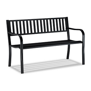 4052025261177 - Gartenbank bequemer 2-Sitzer robuste Metallbank für Terrasse Balkon hbt 82 x 1275 x 595 cm schwarz - Relaxdays