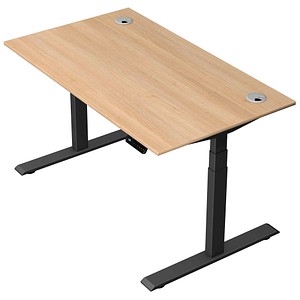 Kerkmann Move 2 Plus elektrisch höhenverstellbarer Schreibtisch eiche hell rechteckig, T-Fuß-Gestell anthrazit 140,0 x 80,0 cm